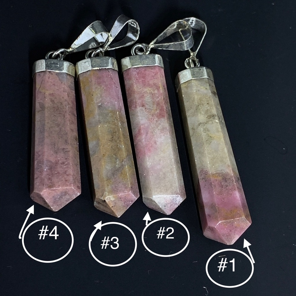 Natural Rhodonite 925 Silver Pendants NWOT
